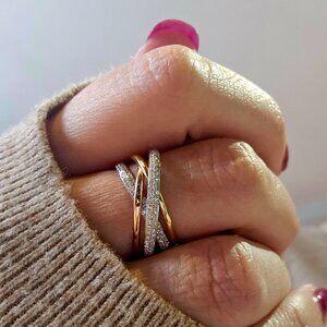 Diamond Criss Cross Effy Ring : white, yellow and rose gold ring